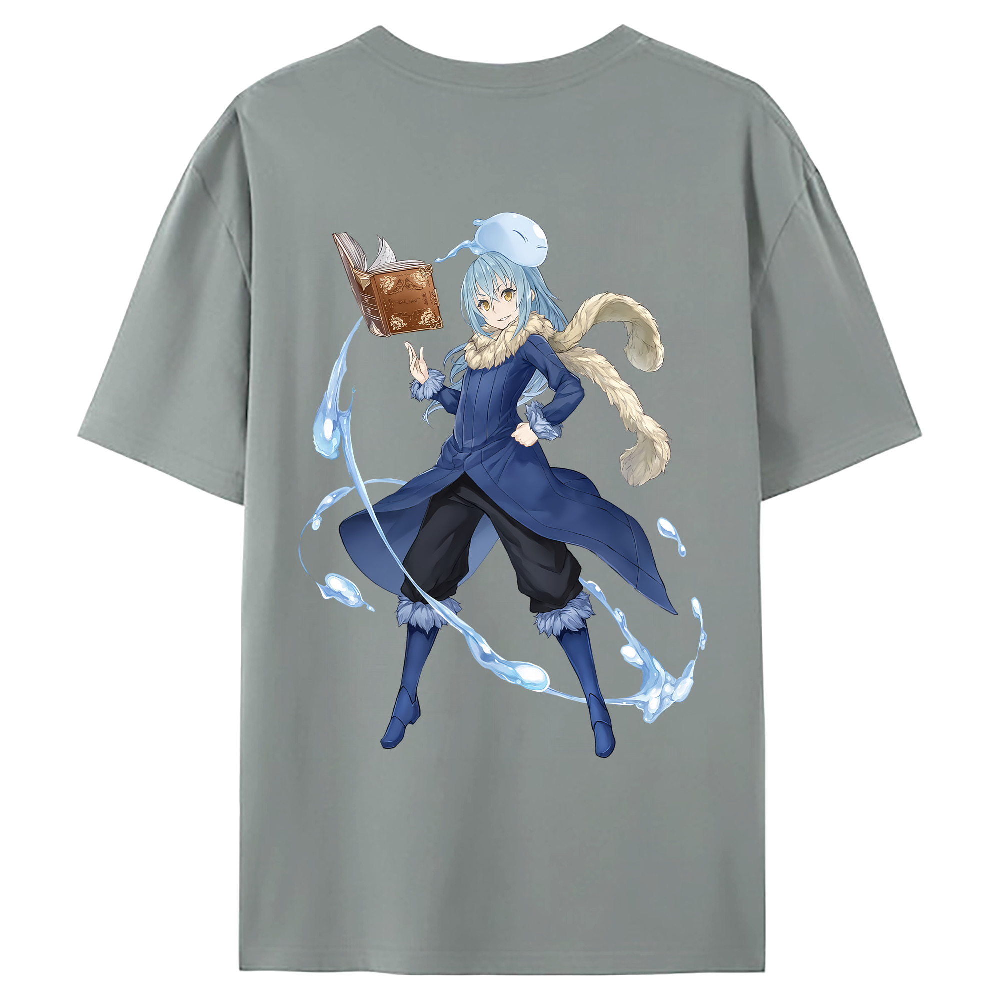 （画像用） 転スラ Regarding Reincarnated to Slime 綿100％ メンズ半袖Tシャツ（バックプリント） 通気性